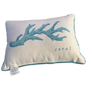 Coral Throw Pillow Sea Marina 16x11 Ocean Beach Reef. Home Sofa. Made In USA